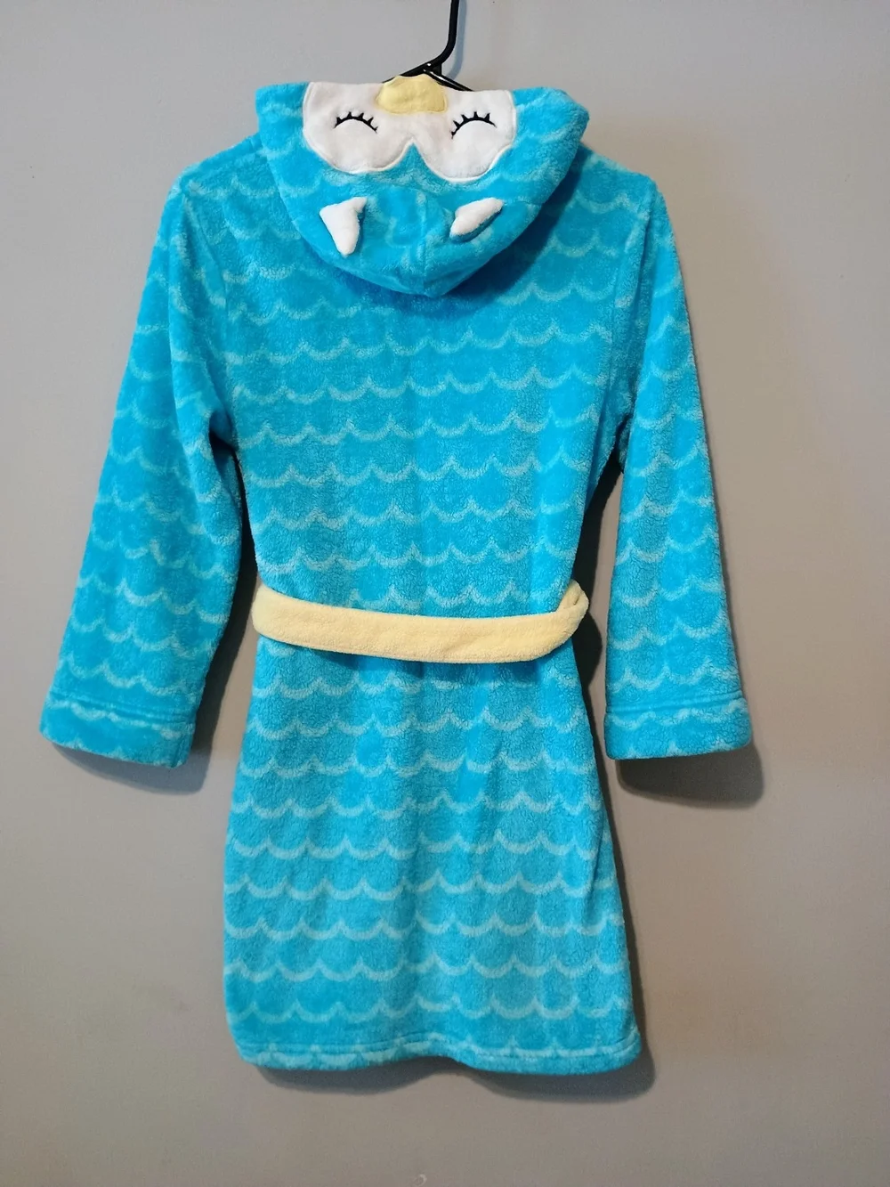 Cat & Jack Girls Fleece Hooded Owl Robe Belted L (10/12)